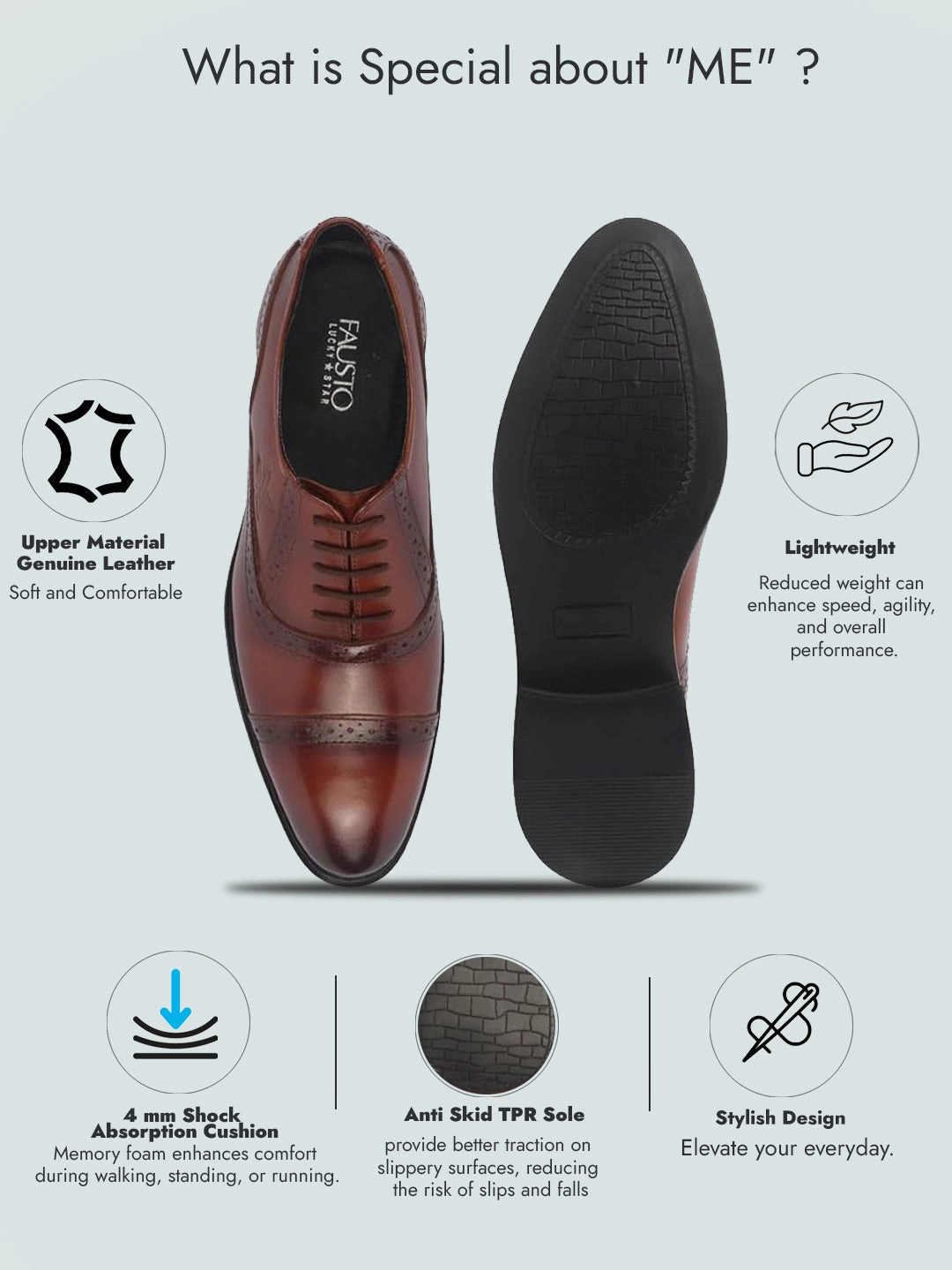 Men Tan Genuine Leather Formal Lace Up Brogue Shoes for Office|Meeting Event Shoes with Comfort Breathable Work Boots For Sweaty Feet