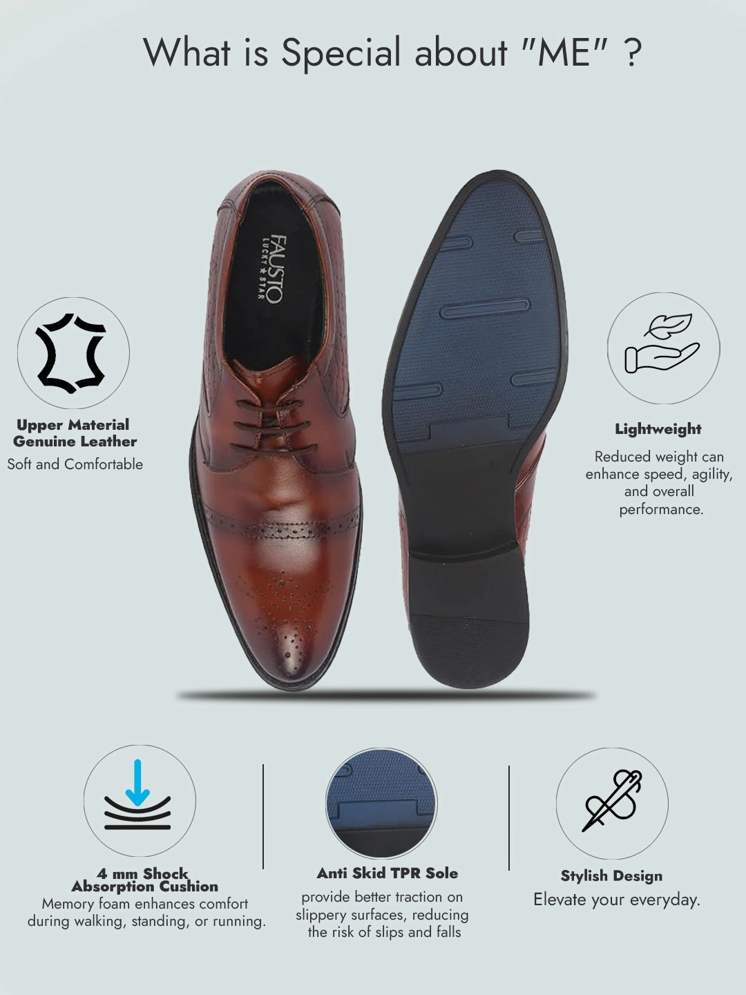 Top Rated Lightweight Work Boots Men Tan Genuine Leather Formal Lace Up Shoes for Work|Wingtip Brogue Shoes with Anti Skid Sole