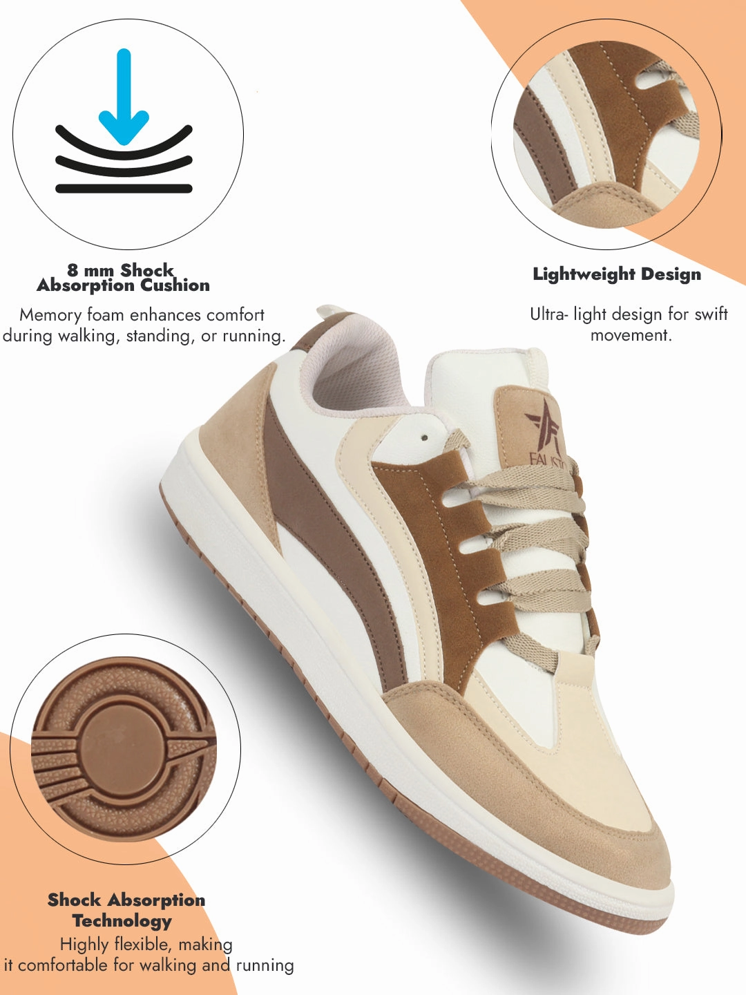 Best Sneakers For Very High Arches And Insteps Men White Colorblocked Low Top Classic Lace-Up Sneaker Shoes|Low Ankle Casual Shoes|All Day Comfortable Sneakers