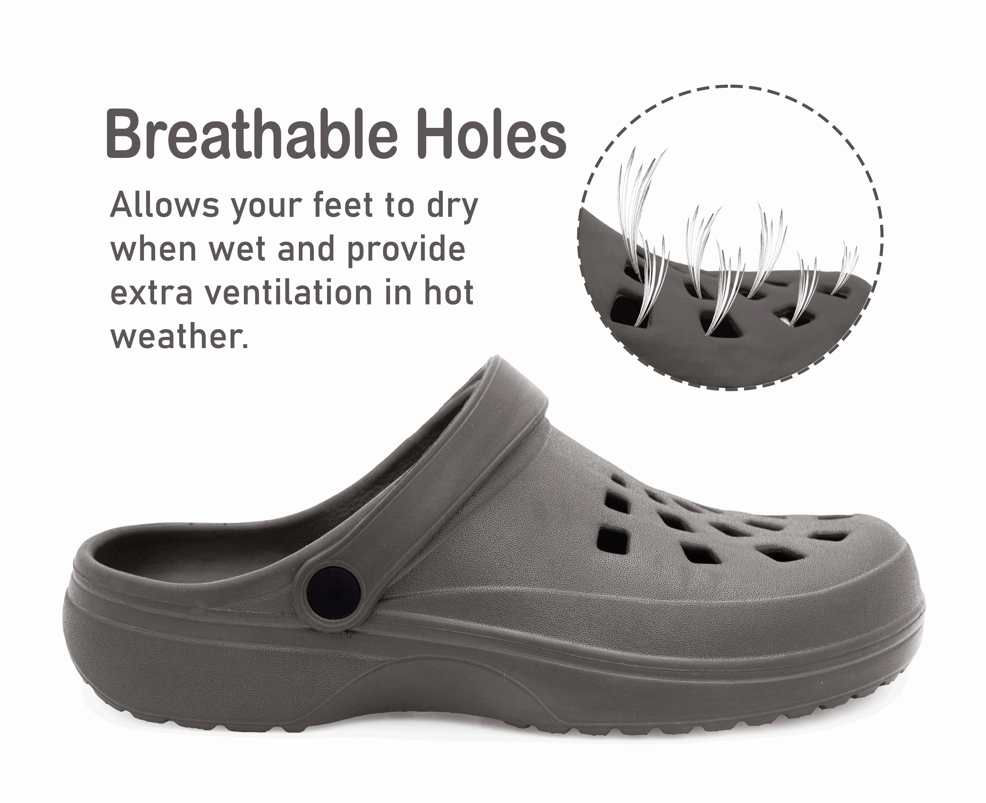 Ortholite Clogs Mens Clogs Grey Lightweight EVA Garden Breathable Slip On Beach Hospital Nurse Kitchen Water Shoes Mules House Shoes Sandals