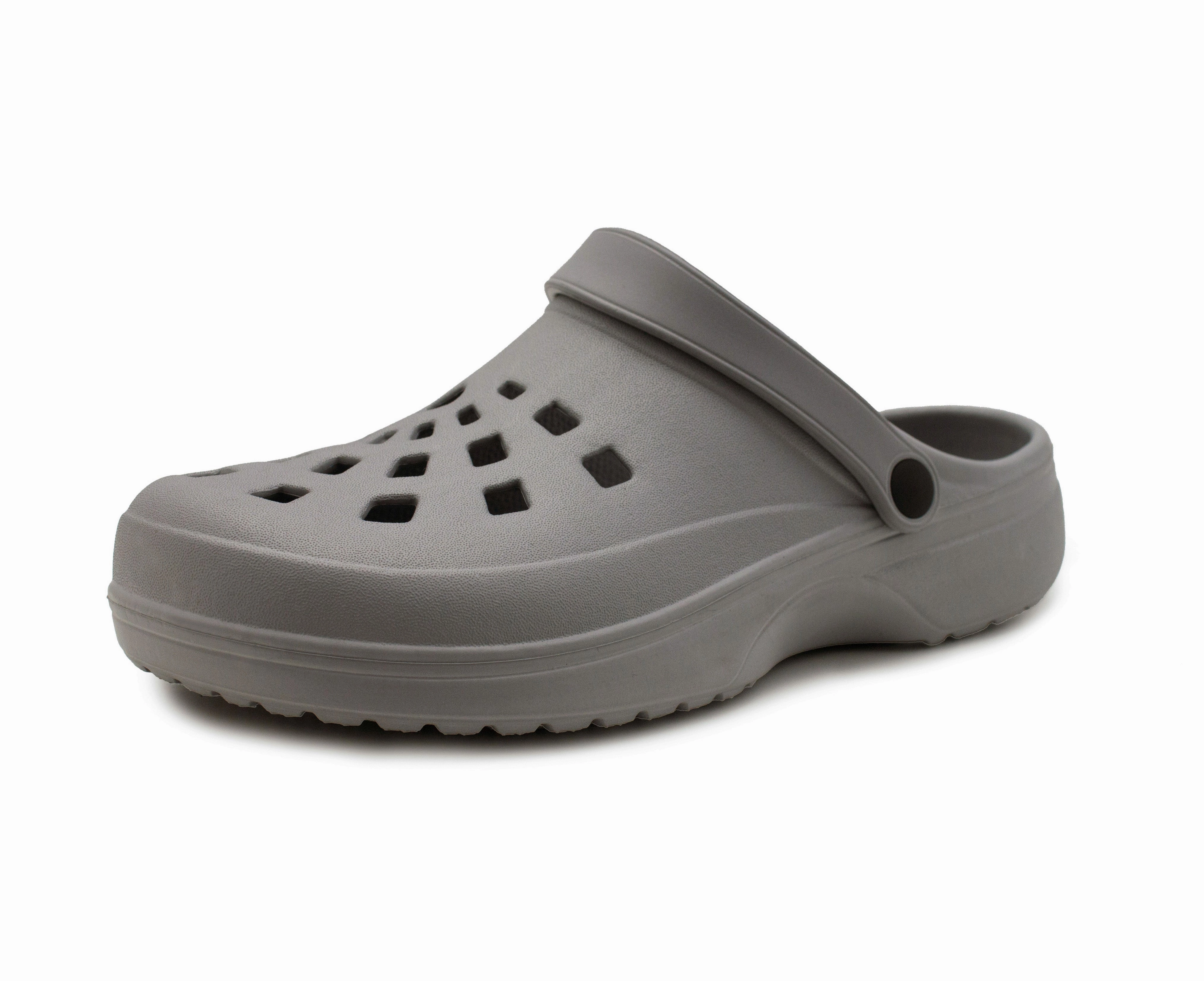 Mens Clogs Grey Lightweight EVA Garden Breathable Slip On Beach Hospital Nurse Kitchen Water Shoes Mules House Shoes Sandals Clogs With Buckles