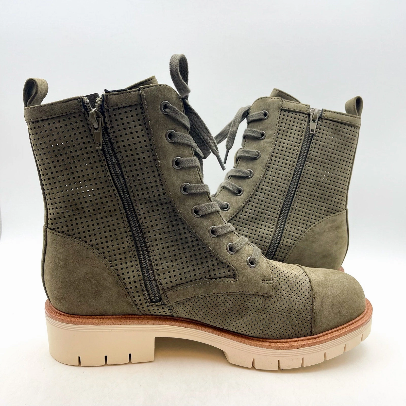 Authentic Combat Boots MIA Womens Havenn Kashton Lace Up Combat Boots US 11 M Olive Vegan Suede NWOB