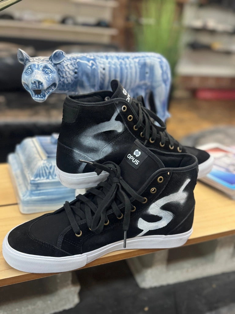 Money Ruins Everything x Opus Stencil $ Black Court High Skate Half Cab Shoe