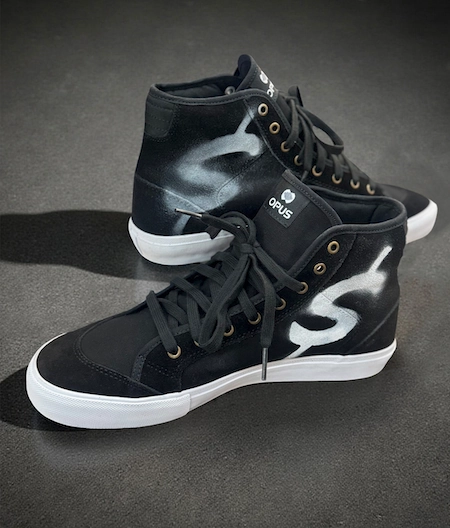 Money Ruins Everything x Opus Stencil $ Black Court High Slip-on Monochromatic Skate