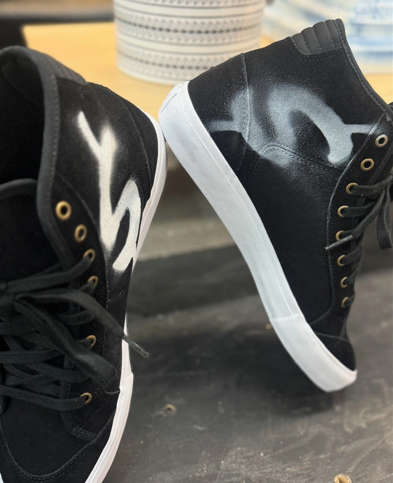 Money Ruins Everything x Opus Stencil $ Black Court High Shadow Skate Shoes