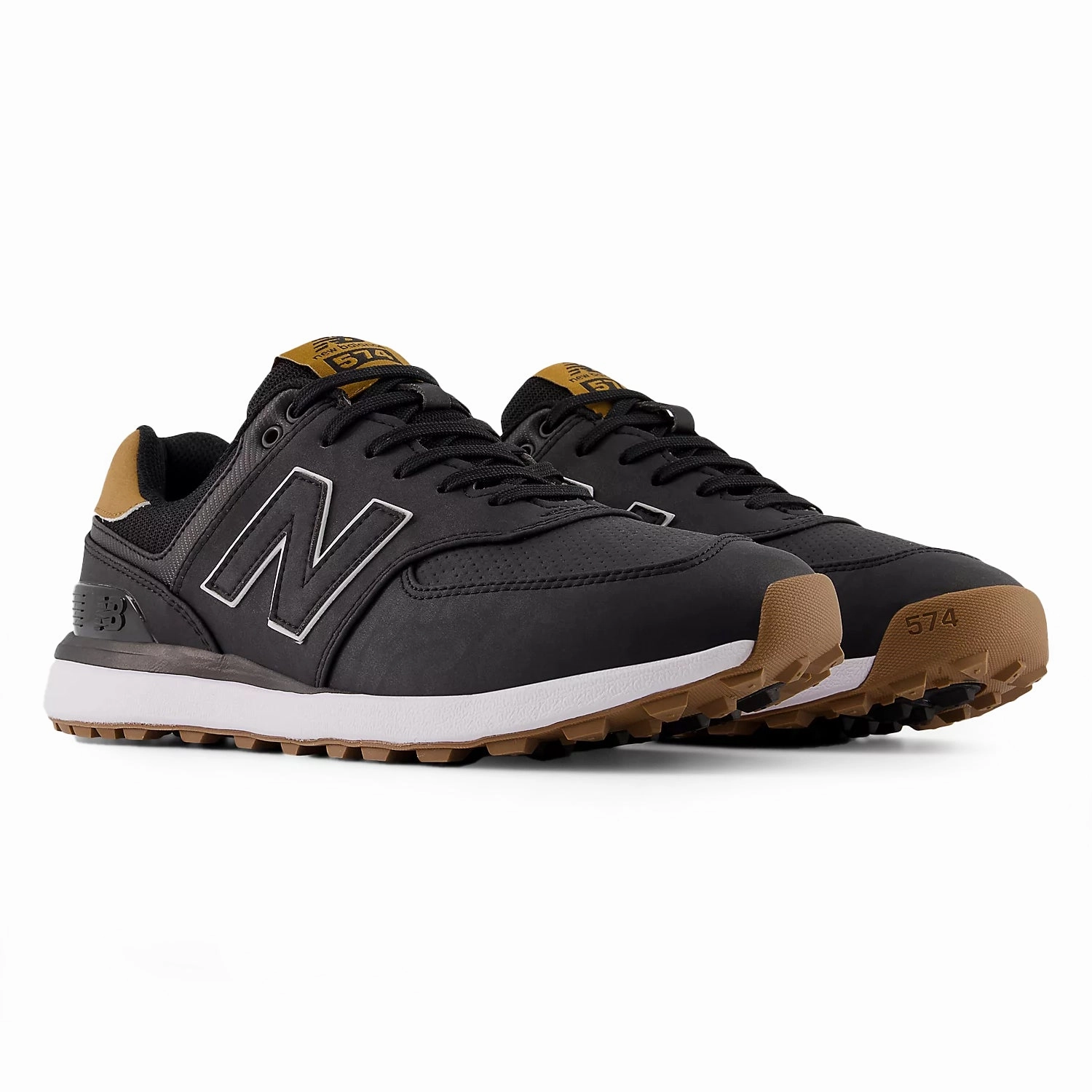 Usa Golf Shoes New Balance 574 Greens v2 Spikeless Wide (EE) Golf Shoes - Black/Gum