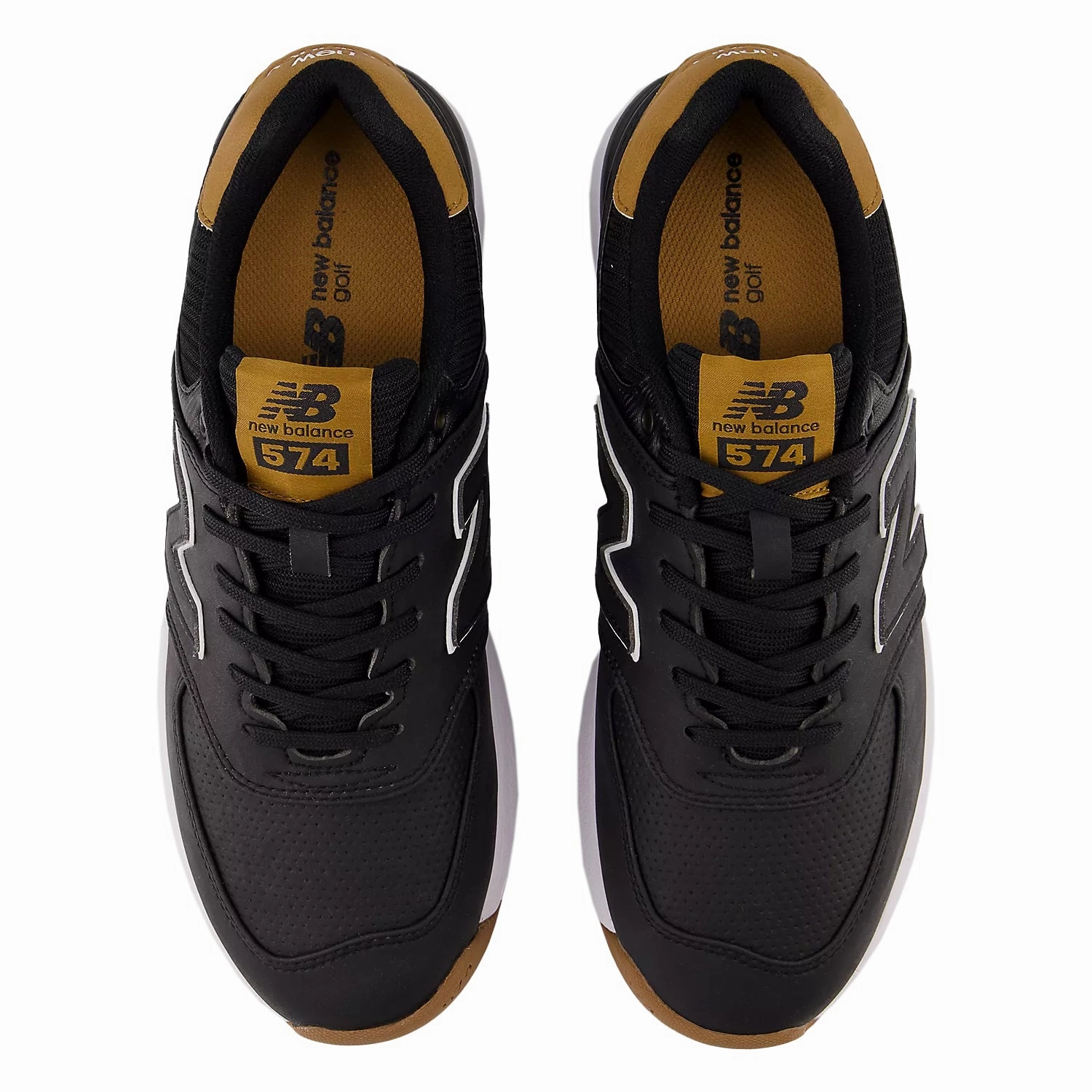 New Balance 574 Greens v2 Spikeless Wide (EE) Golf Shoes - Black/Gum 2024 Best Golf