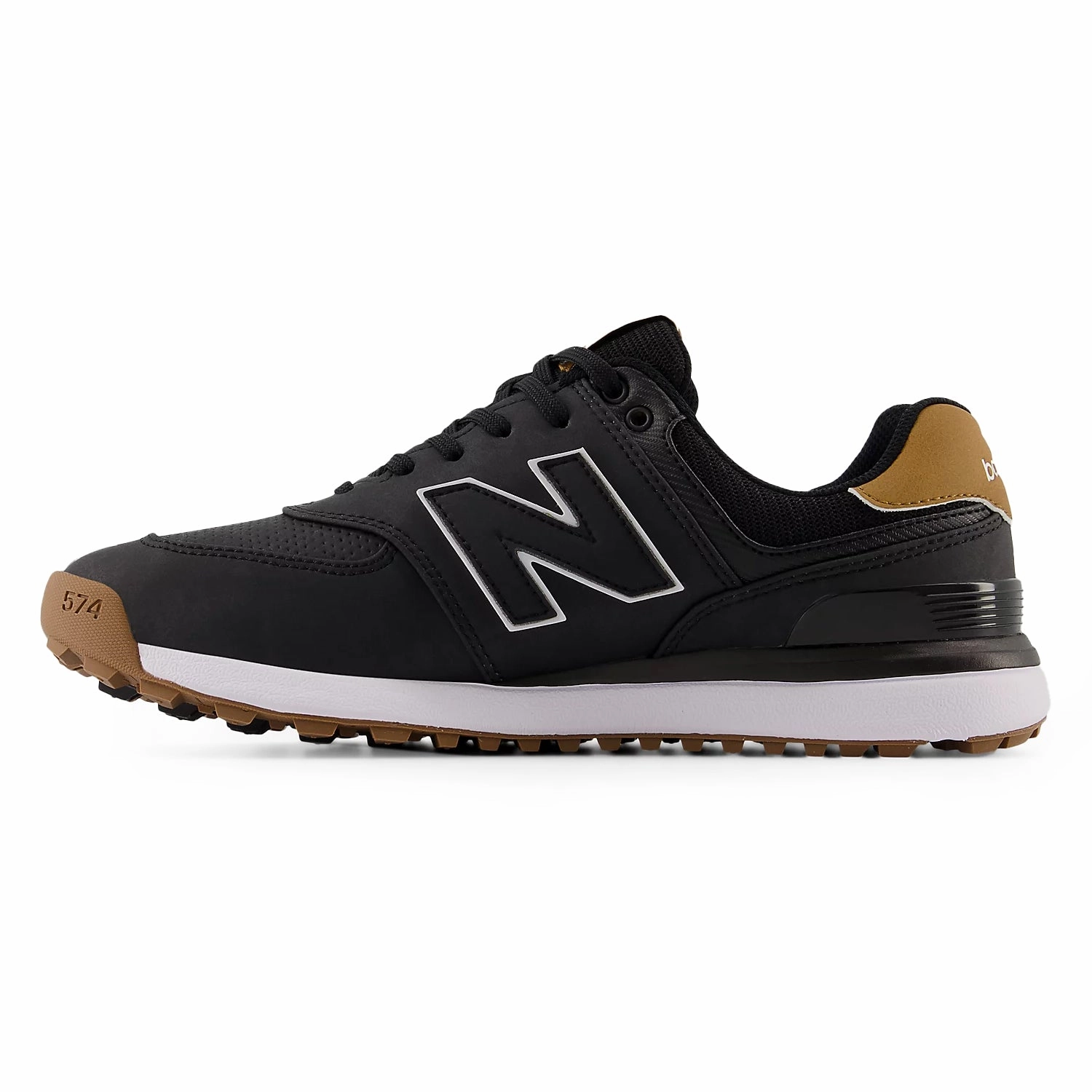 Golf High Top Shoes New Balance 574 Greens v2 Spikeless Wide (EE) Golf Shoes - Black/Gum