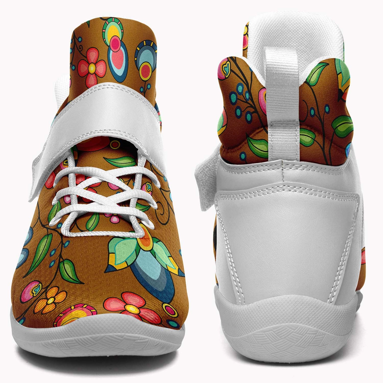 Floral Bounty Fall Leaves Ipottaa Basketball / Sport High Top Shoes - White Sole Breaking In Basketball Shoes