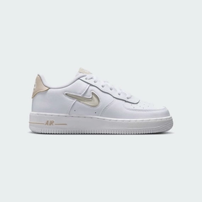 Nike Air Force 1 Juniors White/Sand Trainers HV2535 101 Nike Barefoot Shoes