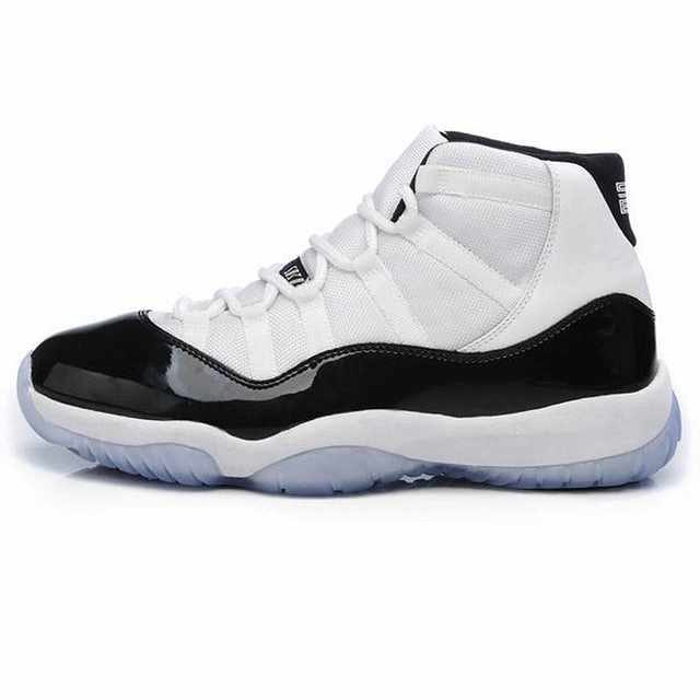 Hard Rubber Basketball Shoes Nike AIR JORDAN 11 CONCORD GS Aj11 women's basketball shoes, white&black, shock absorption non-slip  wear-resistant  378038 107