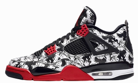 Iciest Basketball Shoes Nike Air Jordan 4 Tatoos Black White Red Basketball Men