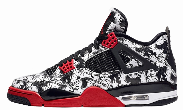 Nike Air Jordan 4 Tatoos Black White Red Basketball Men Basketball Shoes 2017 Hyperdunk