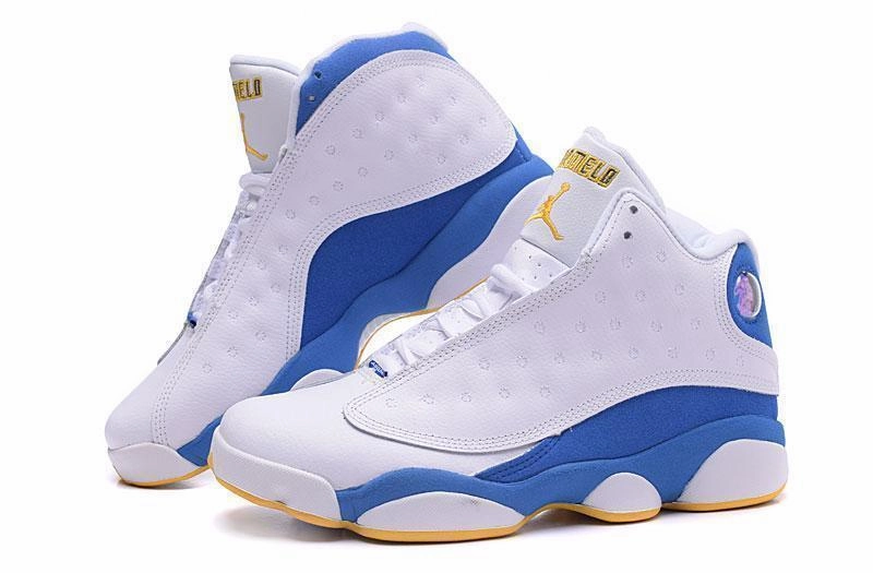 Nike Air Jordan Men 13 Retro White/Blue/Yellow Basketball Men Best Basketball Shoes For Outdoor Use