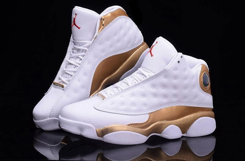 Nike Air Jordan Men 13 Retro White/Gold Basketball Men Gum Rubber Basketball Shoes