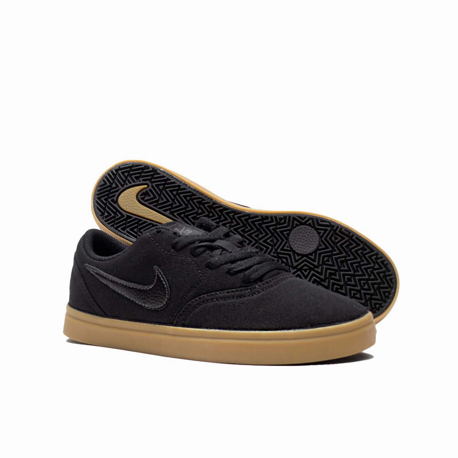 Nike SB - Check Canvas (Grade School) Black / White / Gum Light Brown 905373-006 Nike Soccer Shoes