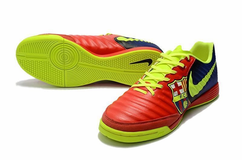 Nike TiempoX Ligera IV Barcelona IC Soccer Shoes Red Fluorescent Green Nike Throwback Shoes