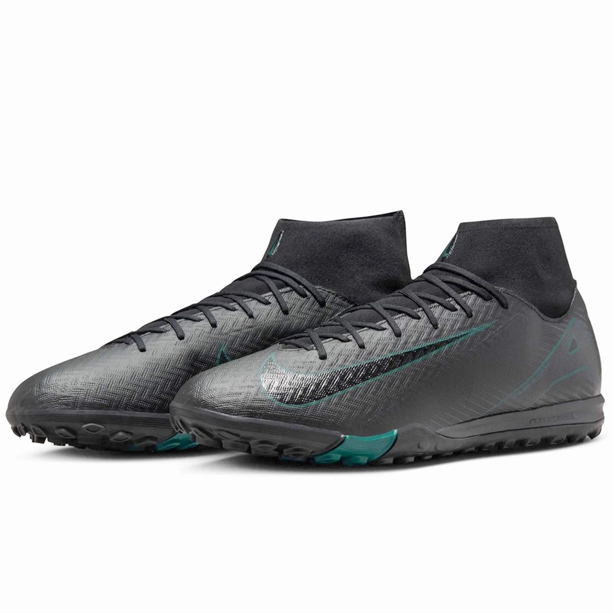 Nike Zoom Superfly 10 Academy Turf Soccer Shoes (Black/Deep Jungle) Nike Shoes Olympics
