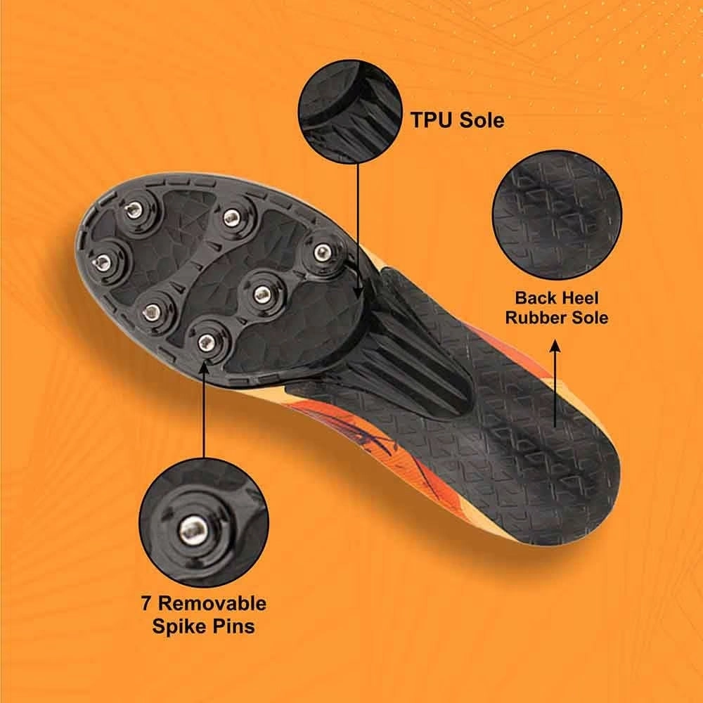 NIVIA Zion-1 Spikes Running Athletic Shoes for Men (Orange) Split Toe Running Shoes