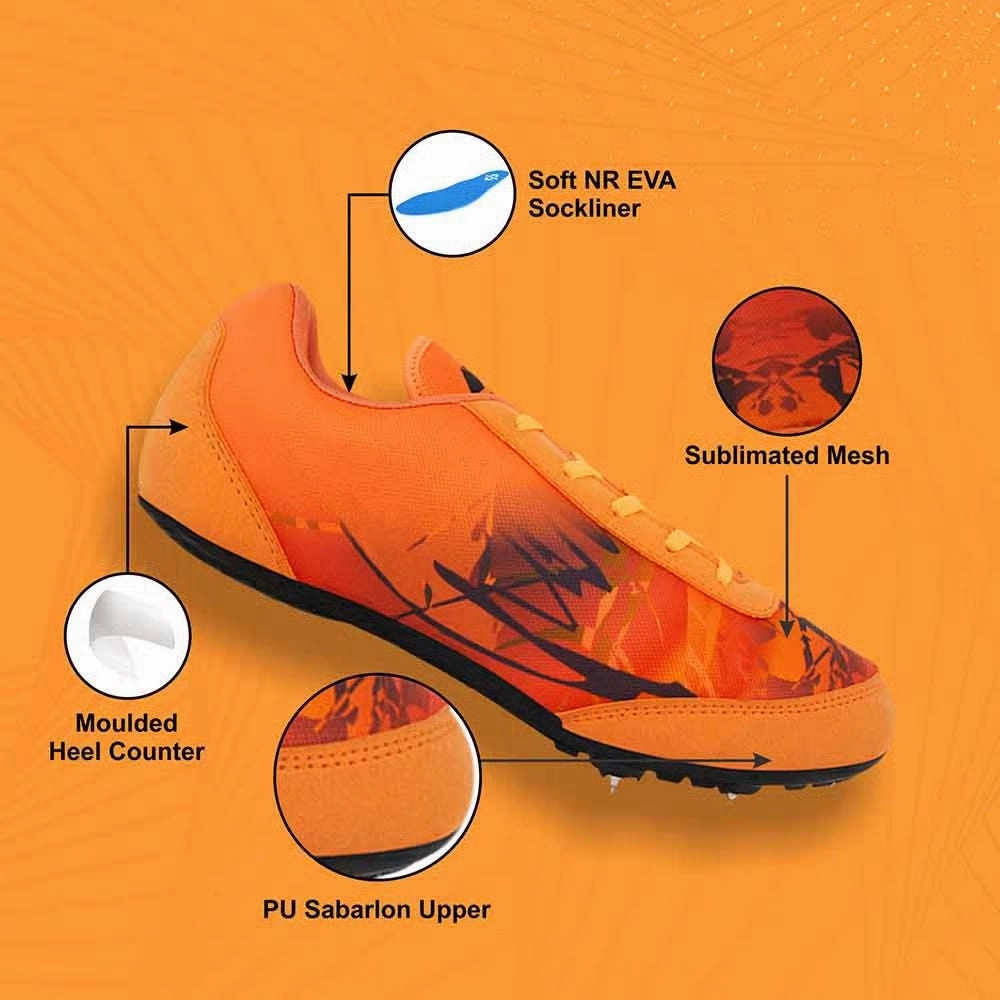 High Performance Running Shoes NIVIA Zion-1 Spikes Running Athletic Shoes for Men (Orange)