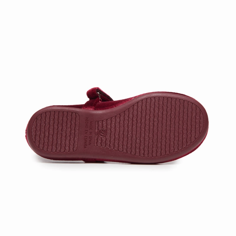 Cassie Womens Burgundy Mary Janes Adjustable Velcro Cotton Shoes