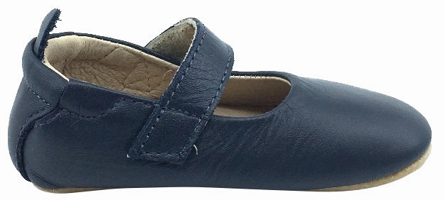 Old Soles Girl's Gabrielle Navy Blue Soft Leather Mary Jane Crib Walker Baby Shoes Narrow Width Mary Jane Shoes