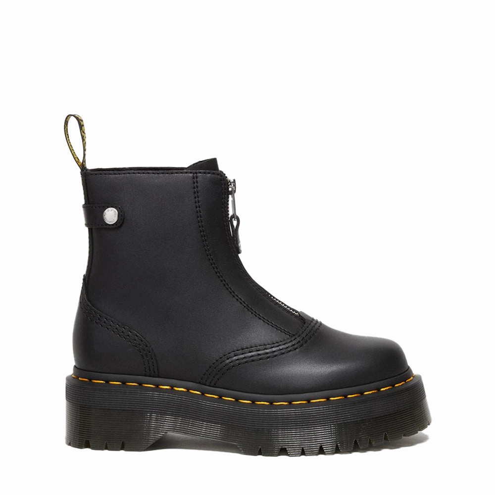 Fancy Combat Boots Jetta Zipped Black Leather Platform Boots