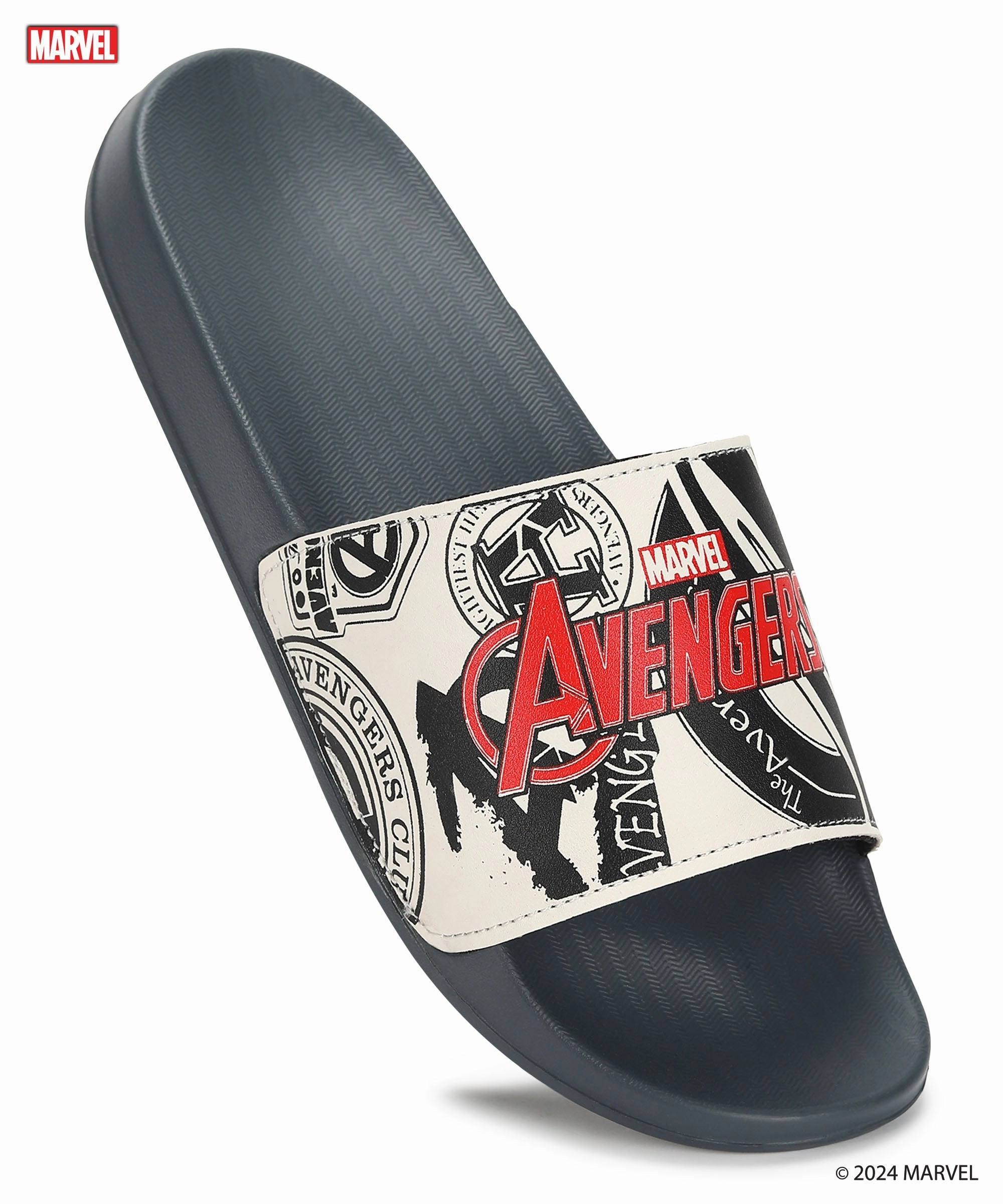 Marvel Avengers' EVMK10921 Men's White Sliders | Trendy Sliders with Cushioned & Durable Anti-Skid Construction | Waterproof & Lightweight, Perfect for Everyday Casual Wear Spanish For Flip Flop