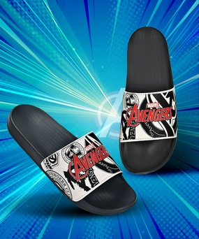 Spiderman Flip Flops Marvel Avengers' EVMK10921 Men's White Sliders | Trendy Sliders with Cushioned & Durable Anti-Skid Construction | Waterproof & Lightweight, Perfect for Everyday Casual Wear