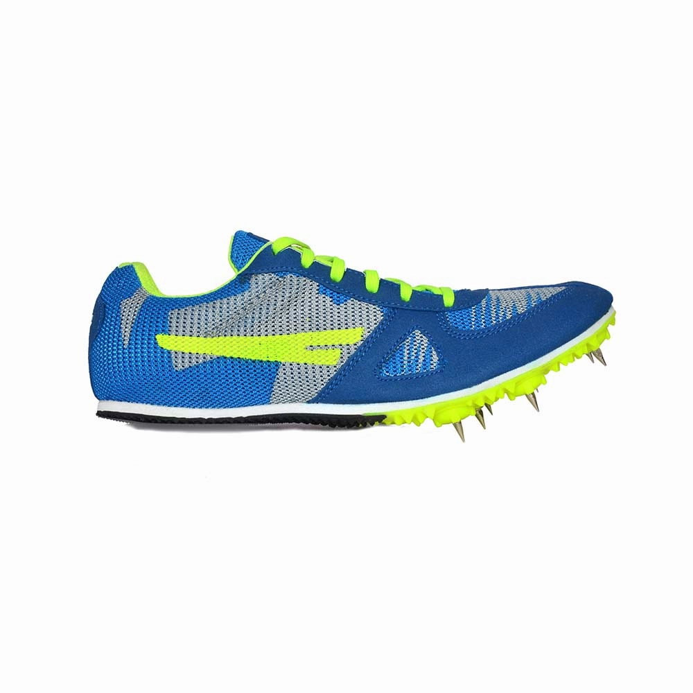 Square-toe Ankle Boots Sega Fly Spikes Running Athletic Shoes for Men (Blue/Green)