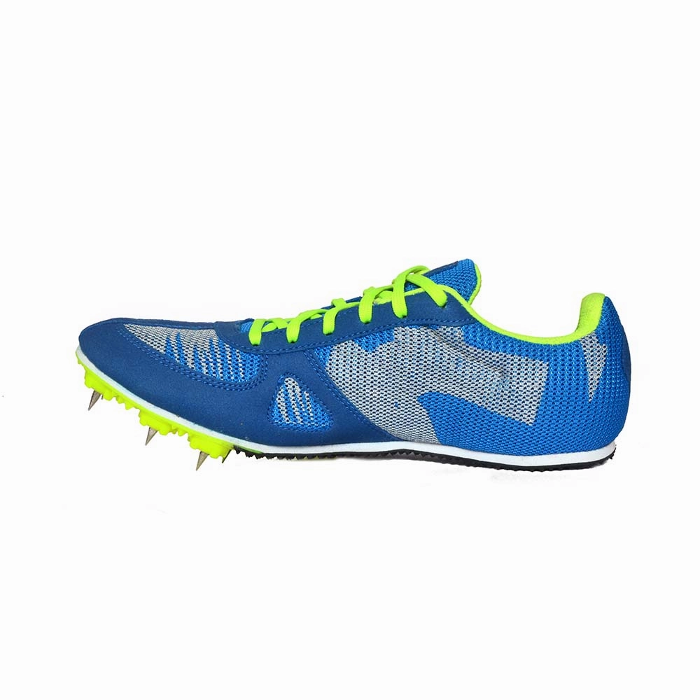 Ankle Heeled Boots Sega Fly Spikes Running Athletic Shoes for Men (Blue/Green)