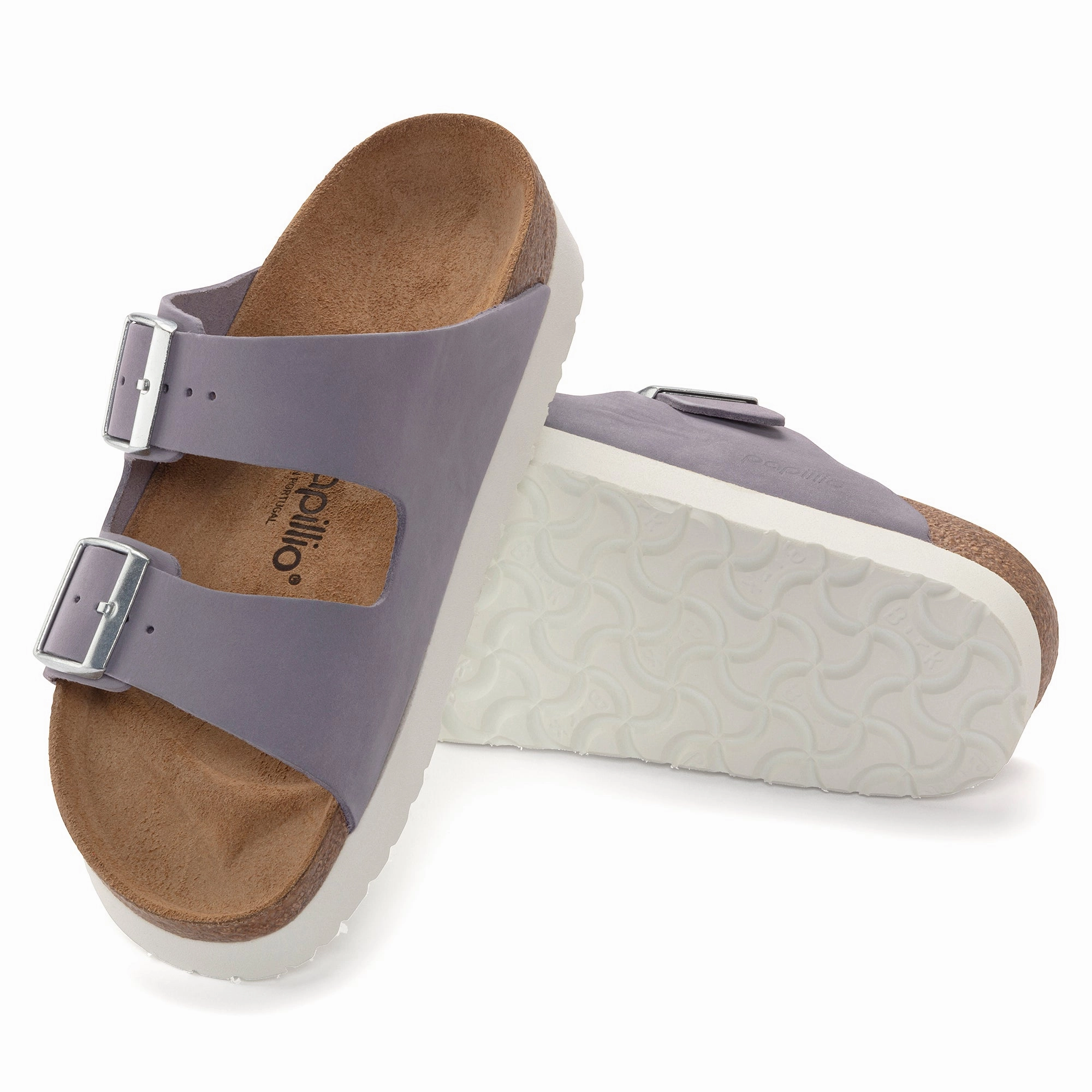 Papillio Arizona Platform purple fog nubuck by Birkenstock Rubber Arizona