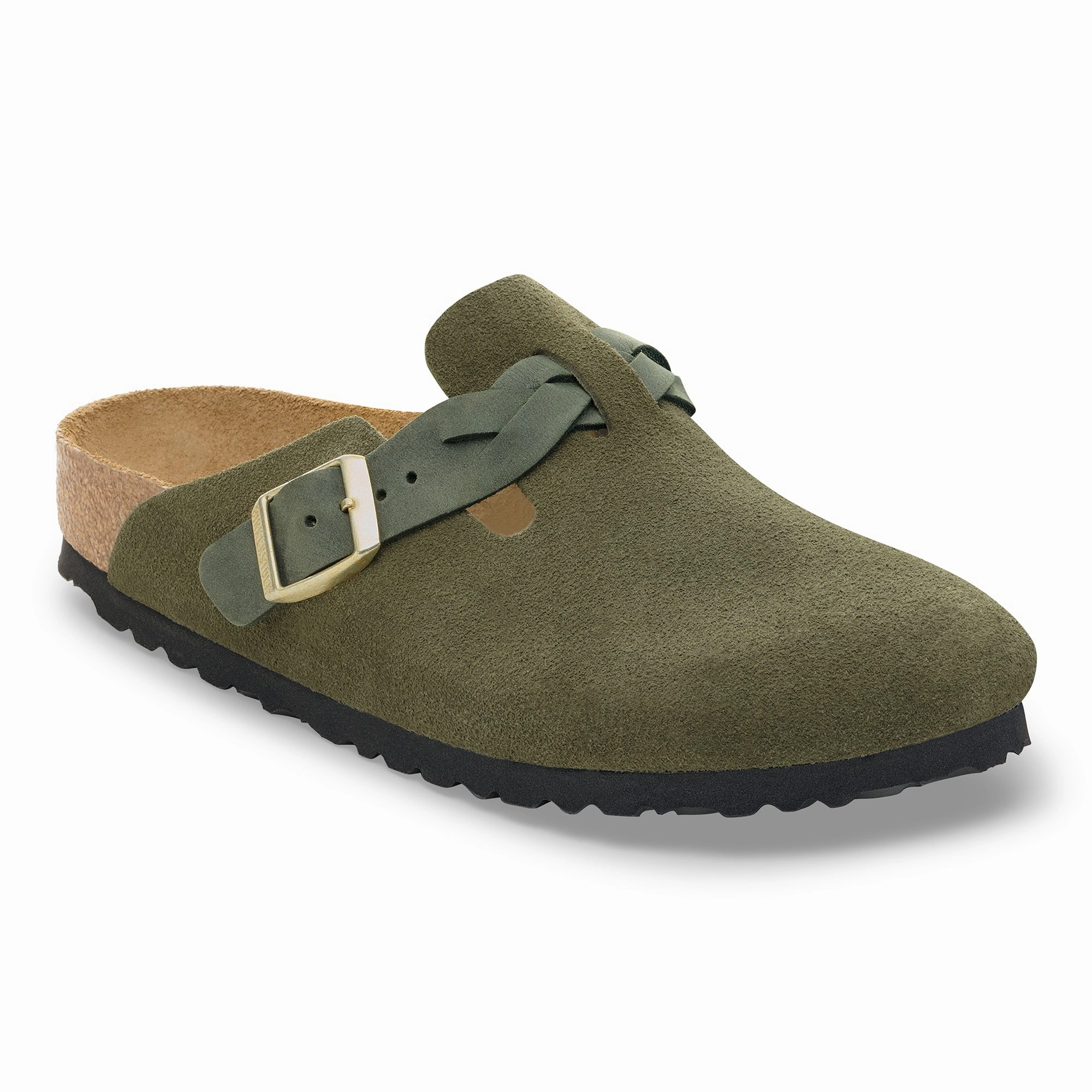 Papillio Platform Birkenstock Boston Braid thyme suede