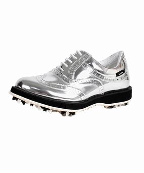 Travis Golf Shoe True Og Golf Giclee Unisex No.21 Premium Leather Golf Shoes - Silver