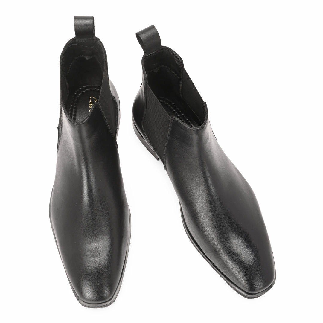 City Chelsea Boots Handmade Crust Leather Black Chelsea Boots