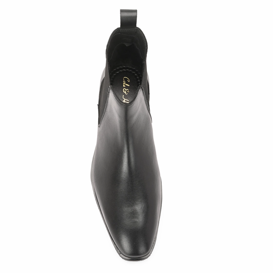 Chelsea Boots Glossy Handmade Crust Leather Black Chelsea Boots