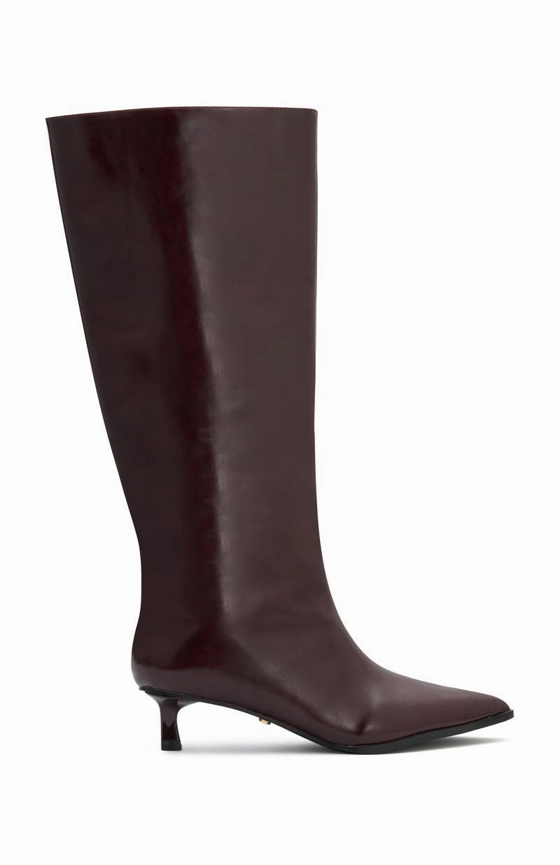 Juliette Knee High Boots Cherry Cola Crinkle Wide Leg Leather Knee High Boots