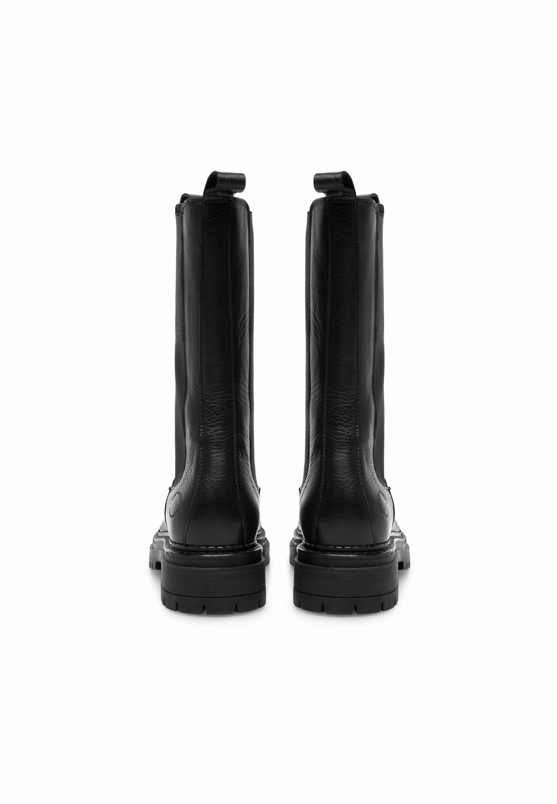 Cashannah Black High Chelsea Boot Leather Chelsea Boots With Signature-stripe Detail