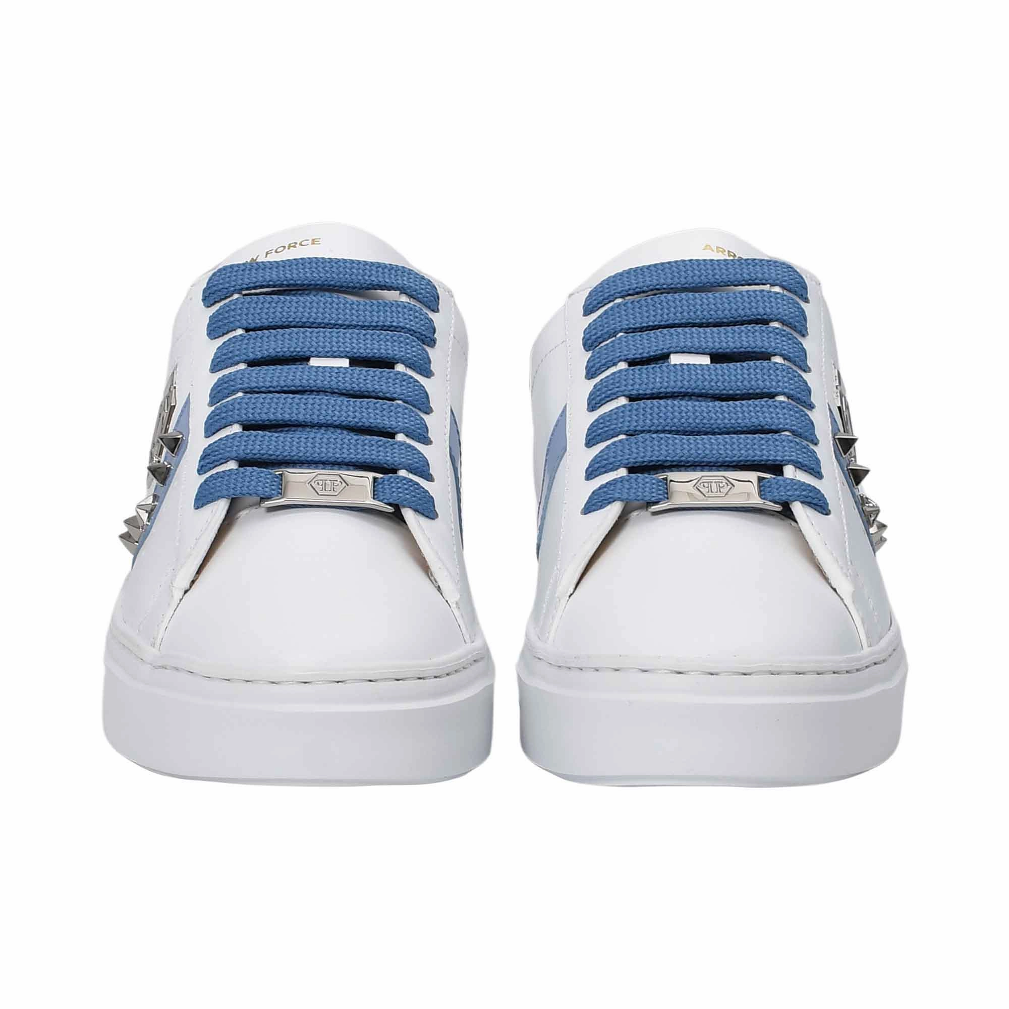 Philipp Plein Women's White & Blue Low-Top Sneakers Running Sneakers Made In Usa
