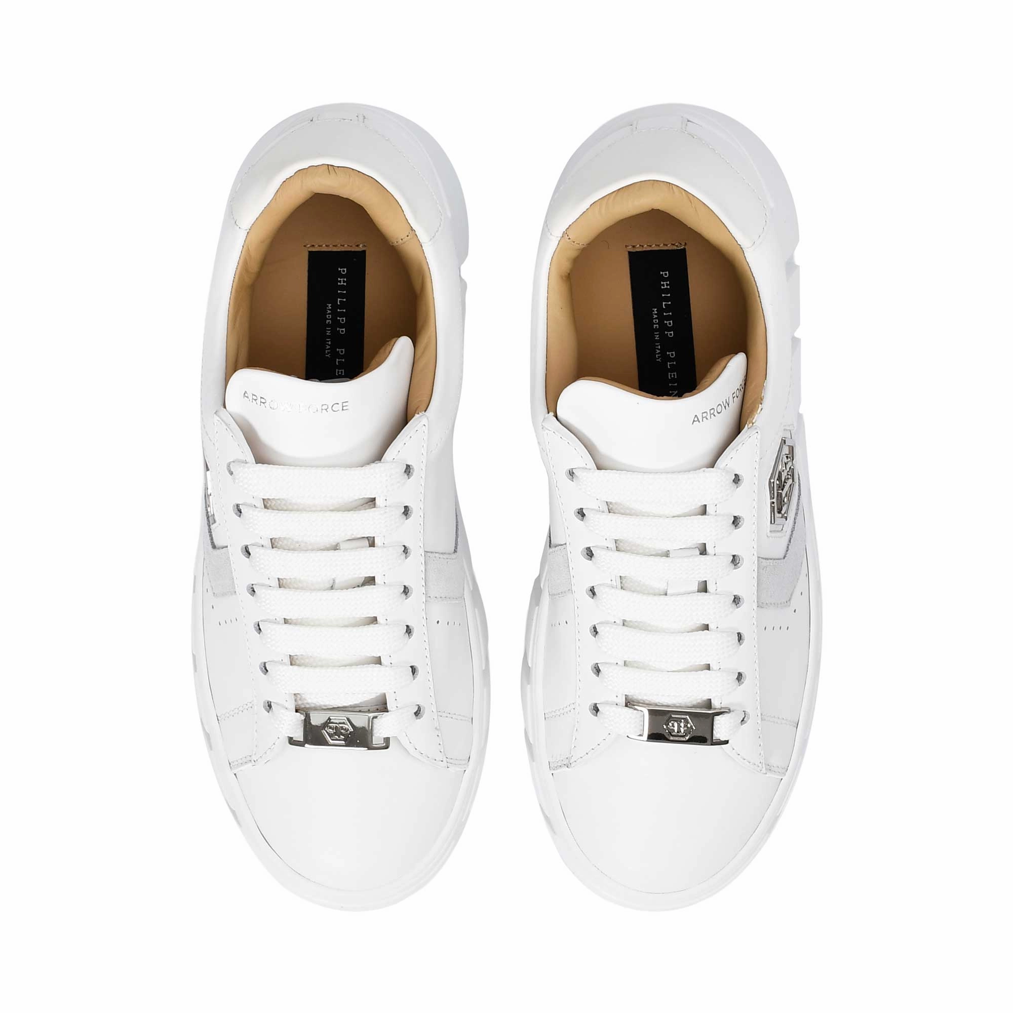 Shot Put Sneakers Philipp Plein Women's White & Silver Low-Top Sneakers