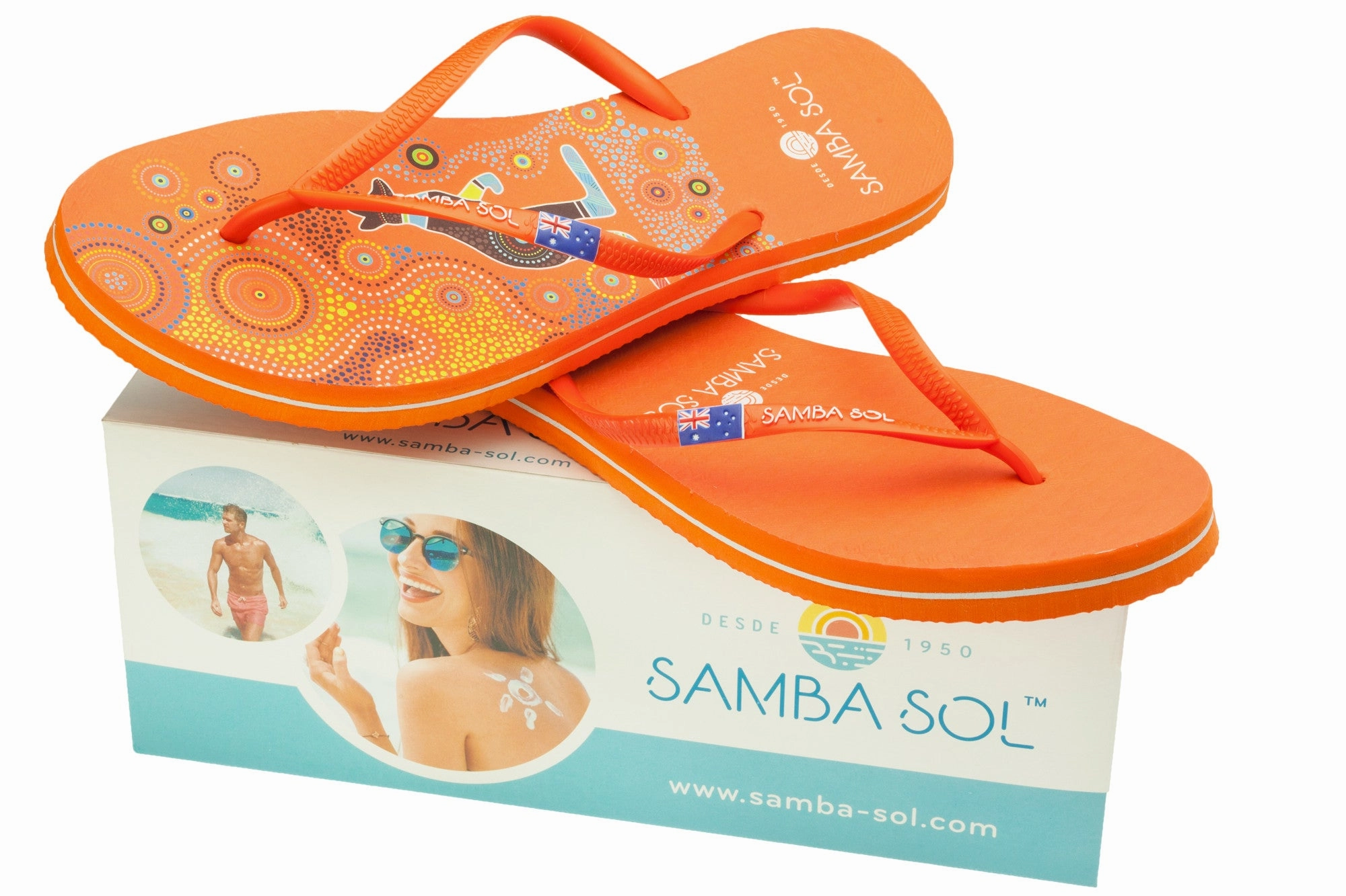 Patent Flip Flops Samba Sol Men's Countries Collection Flip Flops - Australia Orange