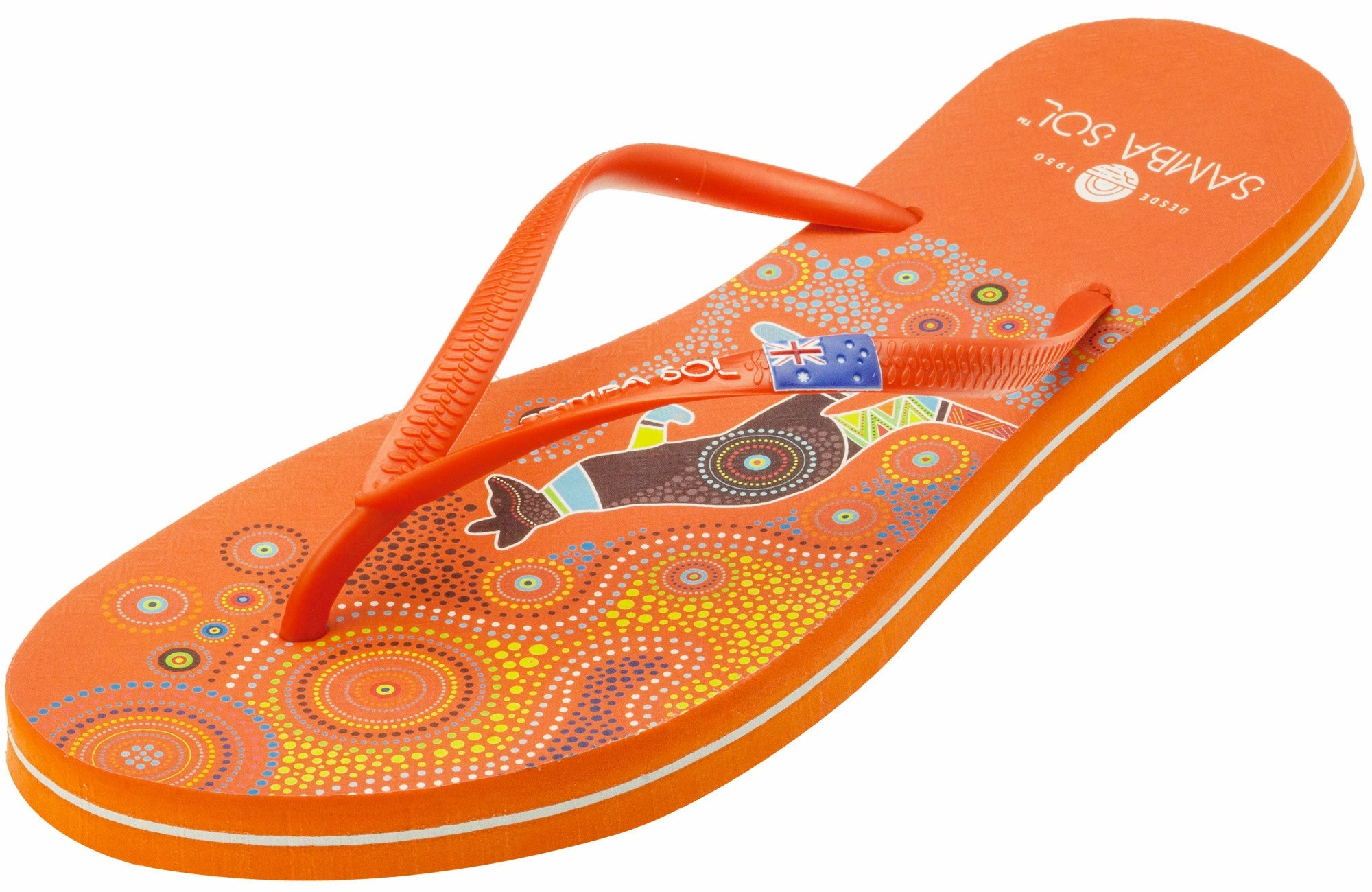Fair Trade Flip Flops Samba Sol Men's Countries Collection Flip Flops - Australia Orange