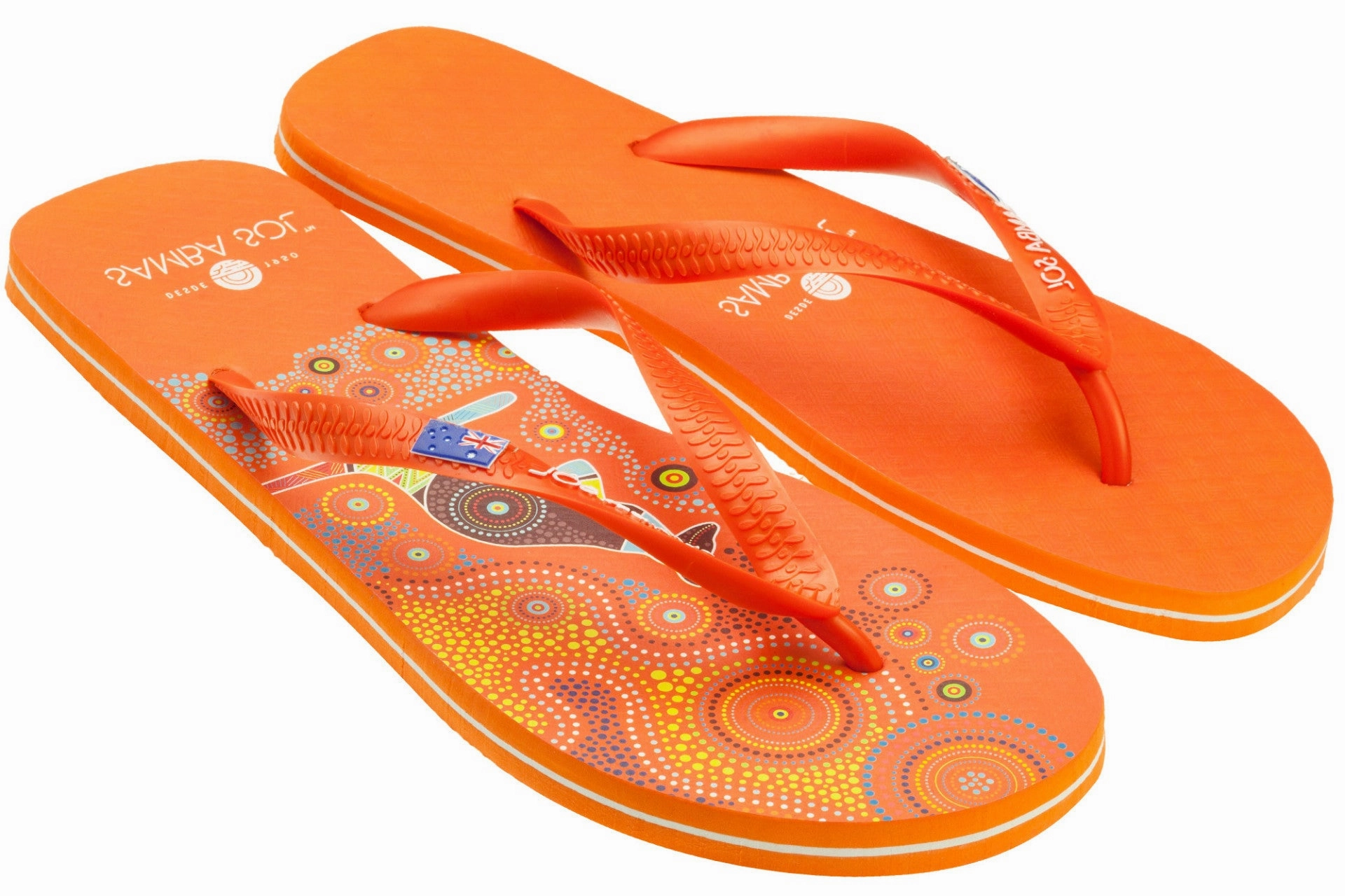 Blinged Out Flip Flops Samba Sol Men's Countries Collection Flip Flops - Australia Orange
