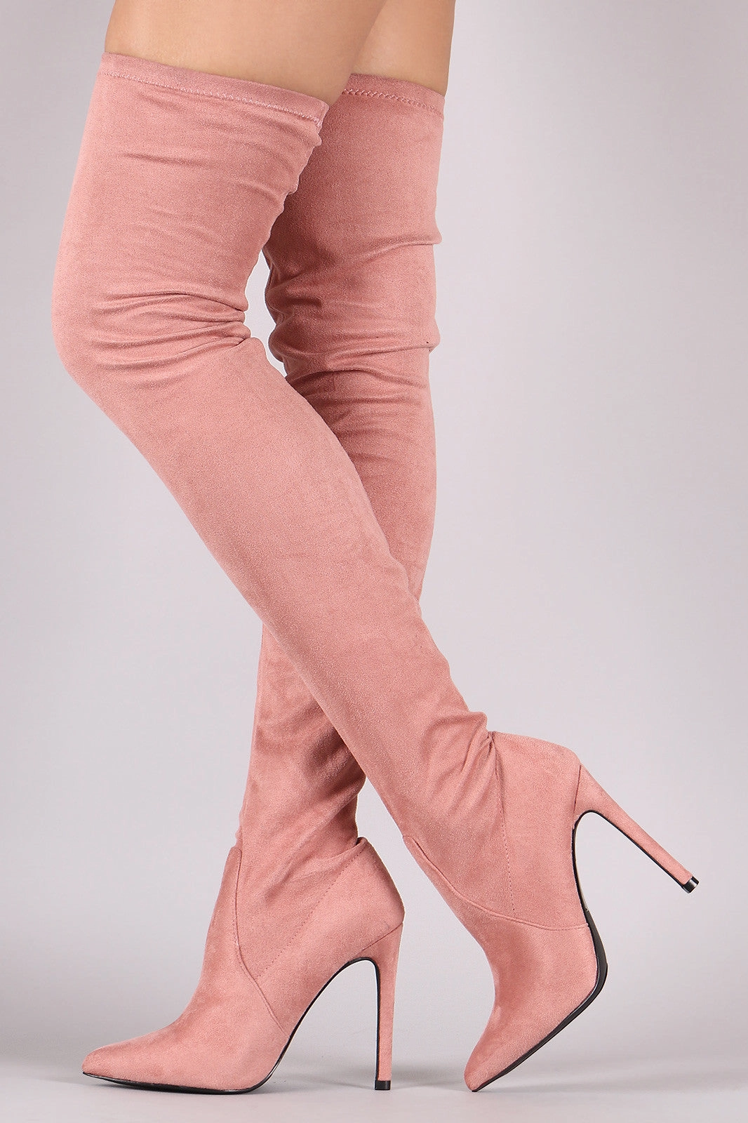 Pointy Toe Stiletto Suede Over-The-Knee Boots Knee High Boot Winter Outfits