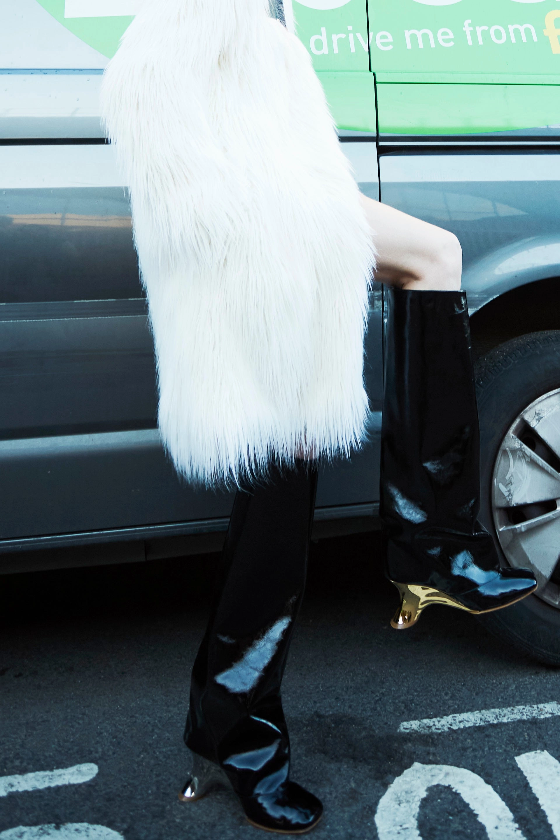 Leather Mid Heel Knee High Boots Christy High Boot With Silver And Gold Wedge Black