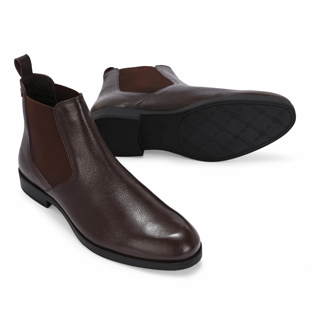 Chunky Chelsea Boots Leather Premium Brown Leather Chelsea Boots for Men