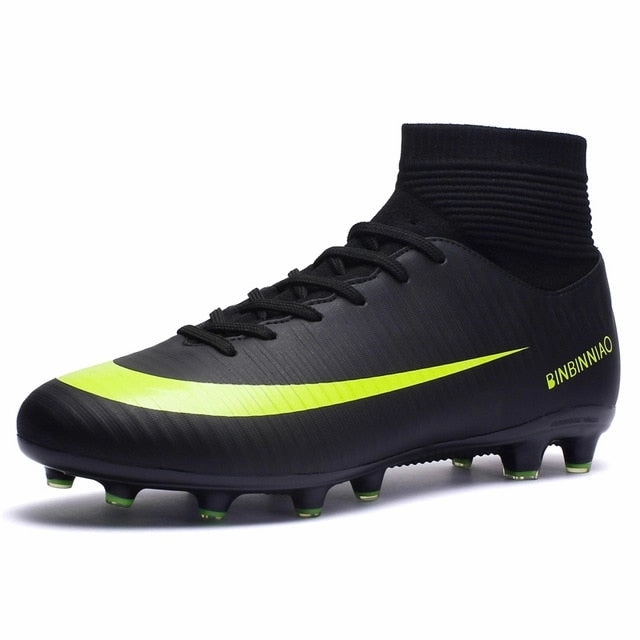 Men Football Boots Soccer Cleats Boots Long Spikes TF Spikes Ankle High Top Sneakers Soft Indoor Turf Futsal Child soccer Shoes Velvet Nike Shoes