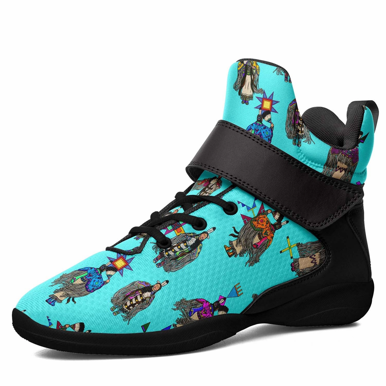 Women's Tradish Dancers Turquoise Ipottaa Basketball / Sport High Top Shoes - Black Sole Basketball Shoes Reverse