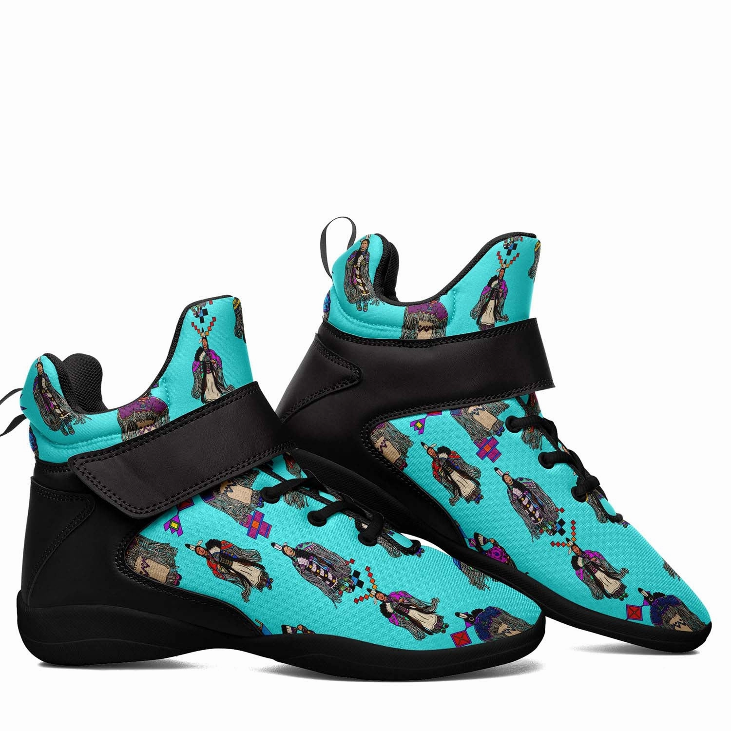 Grippy Basketball Shoes Women's Tradish Dancers Turquoise Ipottaa Basketball / Sport High Top Shoes - Black Sole