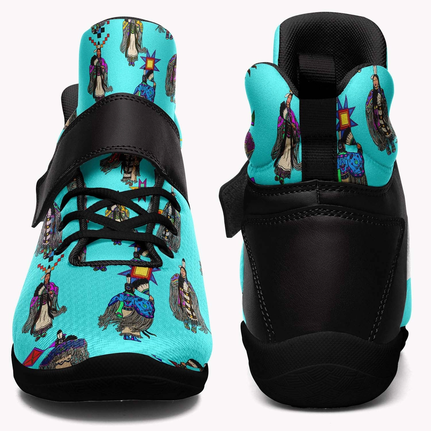 Women's Tradish Dancers Turquoise Ipottaa Basketball / Sport High Top Shoes - Black Sole Snake Skin Basketball Shoes